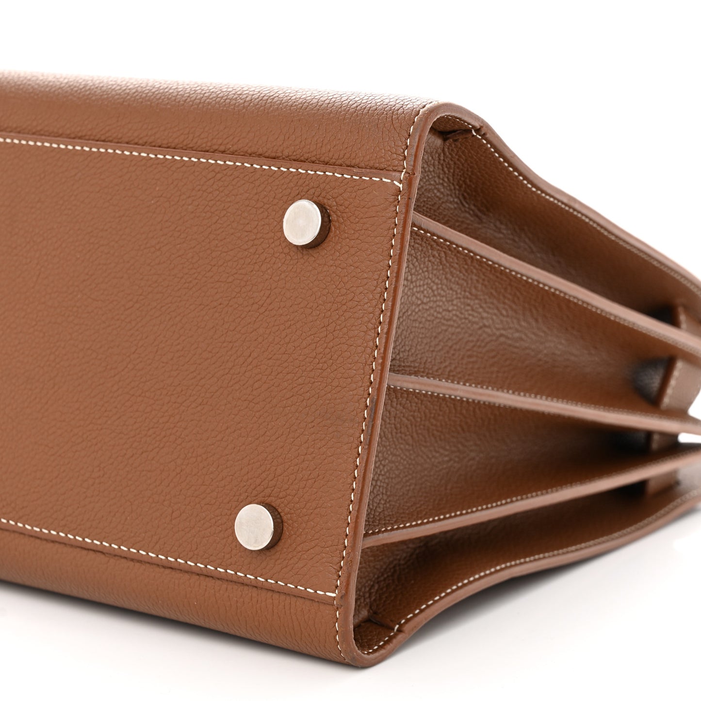 Grained Calfskin Topstitch Small Sac De Jour Cognac