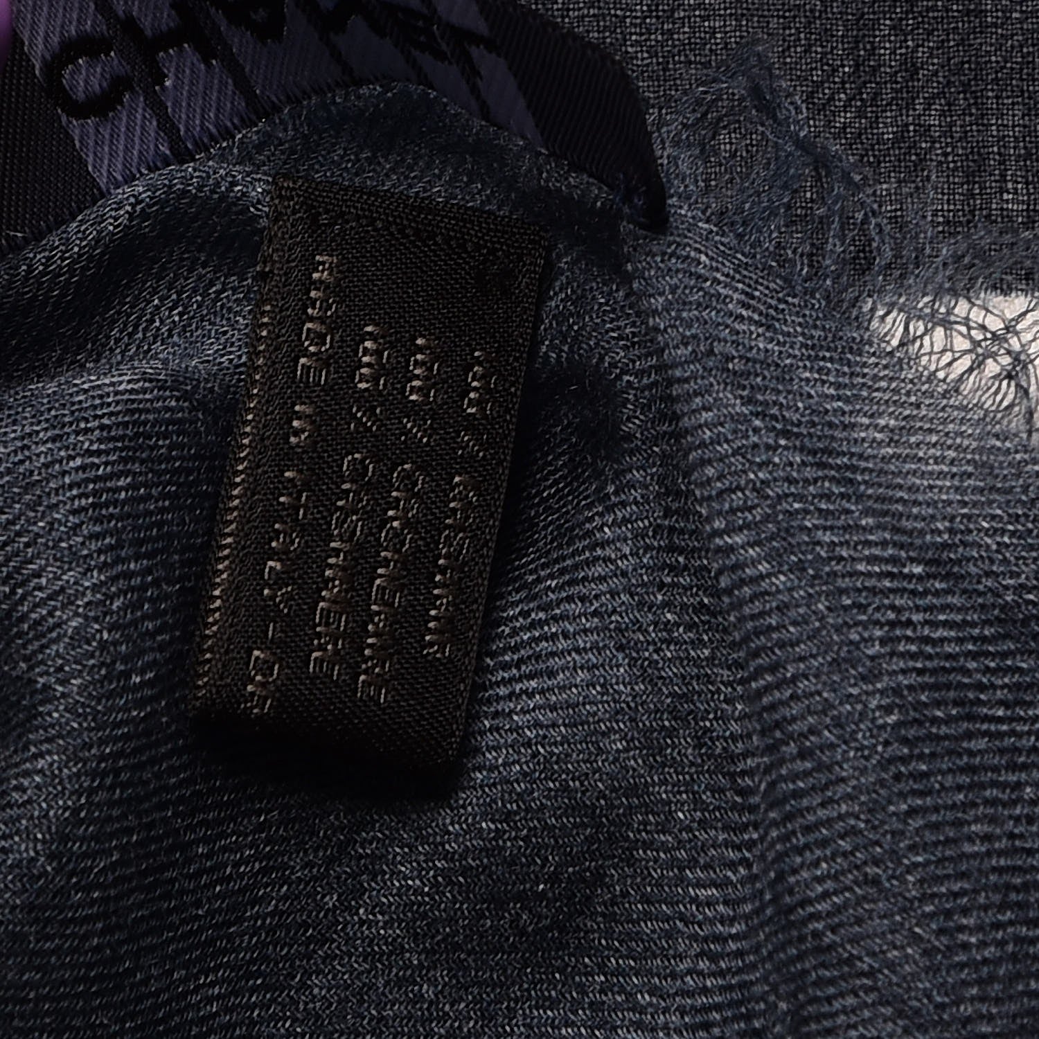 Chanel Cashmere CC Cinema Scarf Blue White 9 of 9