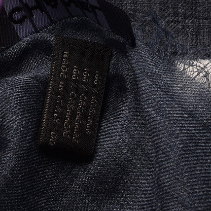 Chanel Cashmere CC Cinema Scarf Blue White 9 of 9