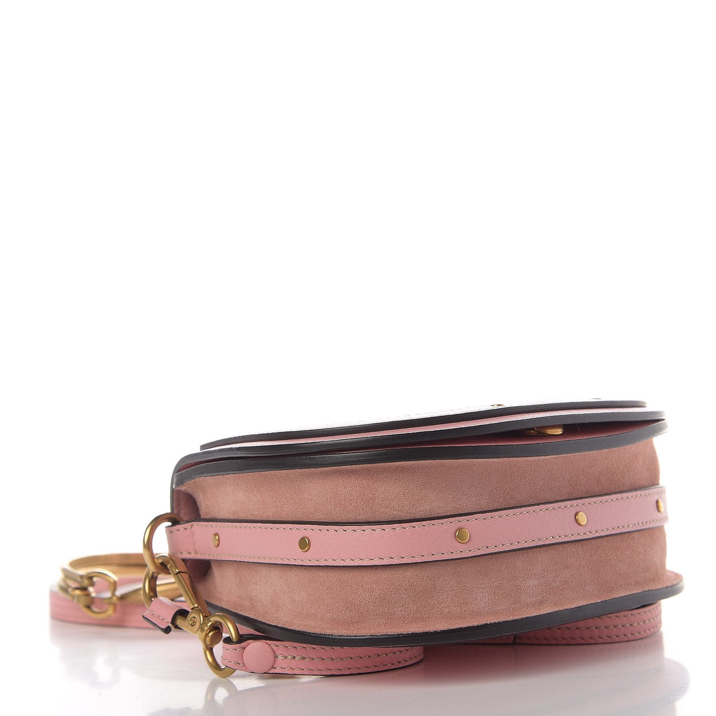 Calfskin Suede Small Nile Bracelet Bag Washed Pink
