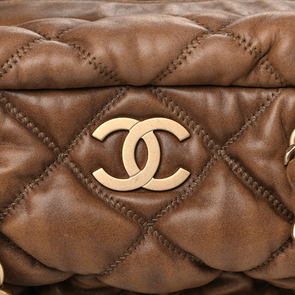Chanel Calfskin Bubble Quilt Bowler Brown 8 of 28