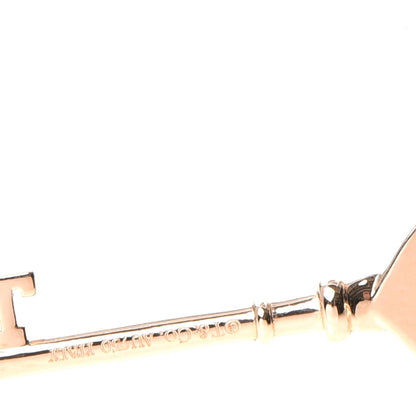 Tiffany 18K Rose Gold Diamond Heart Key Pendant 4 of 5