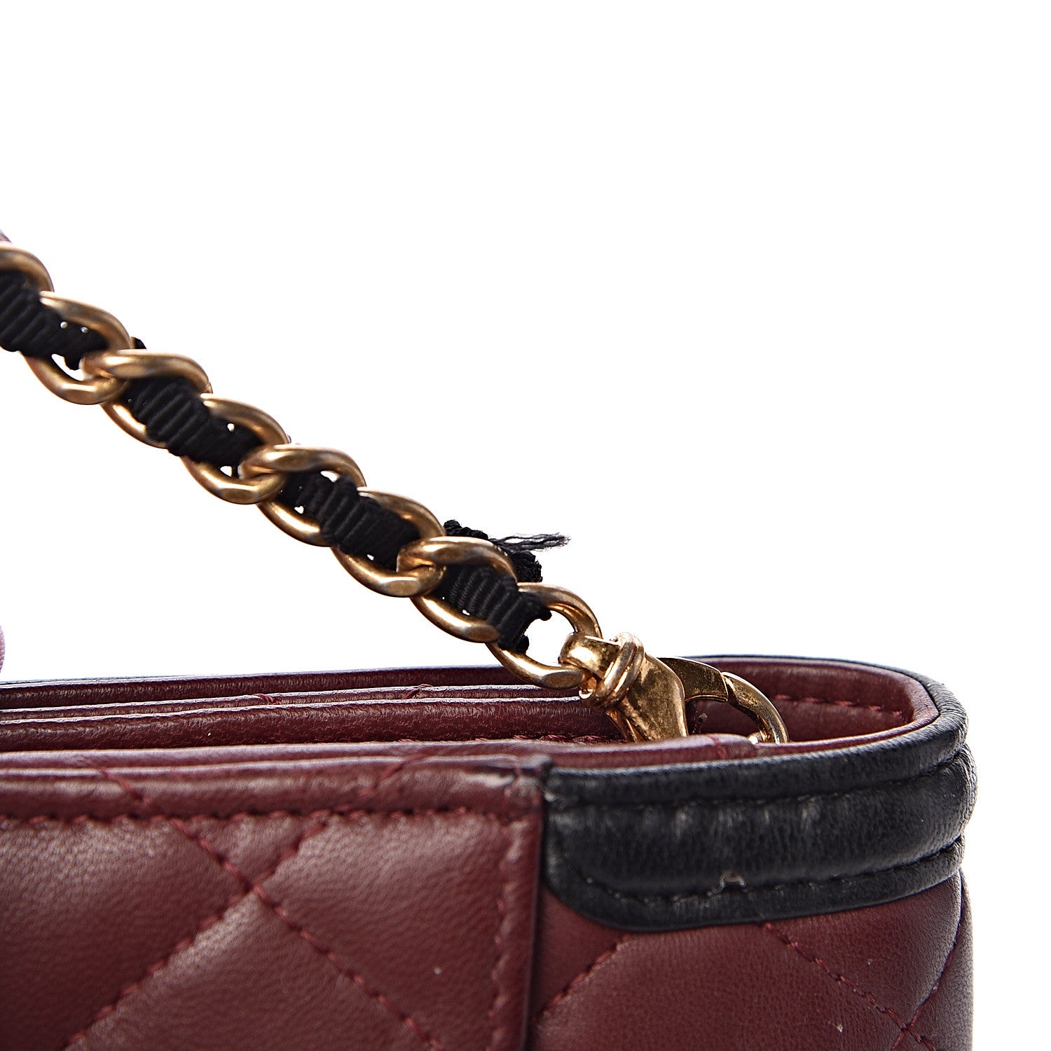 Chanel Lambskin Quilted Two Tone Clutch With Chain Burgundy Black 13 of 14