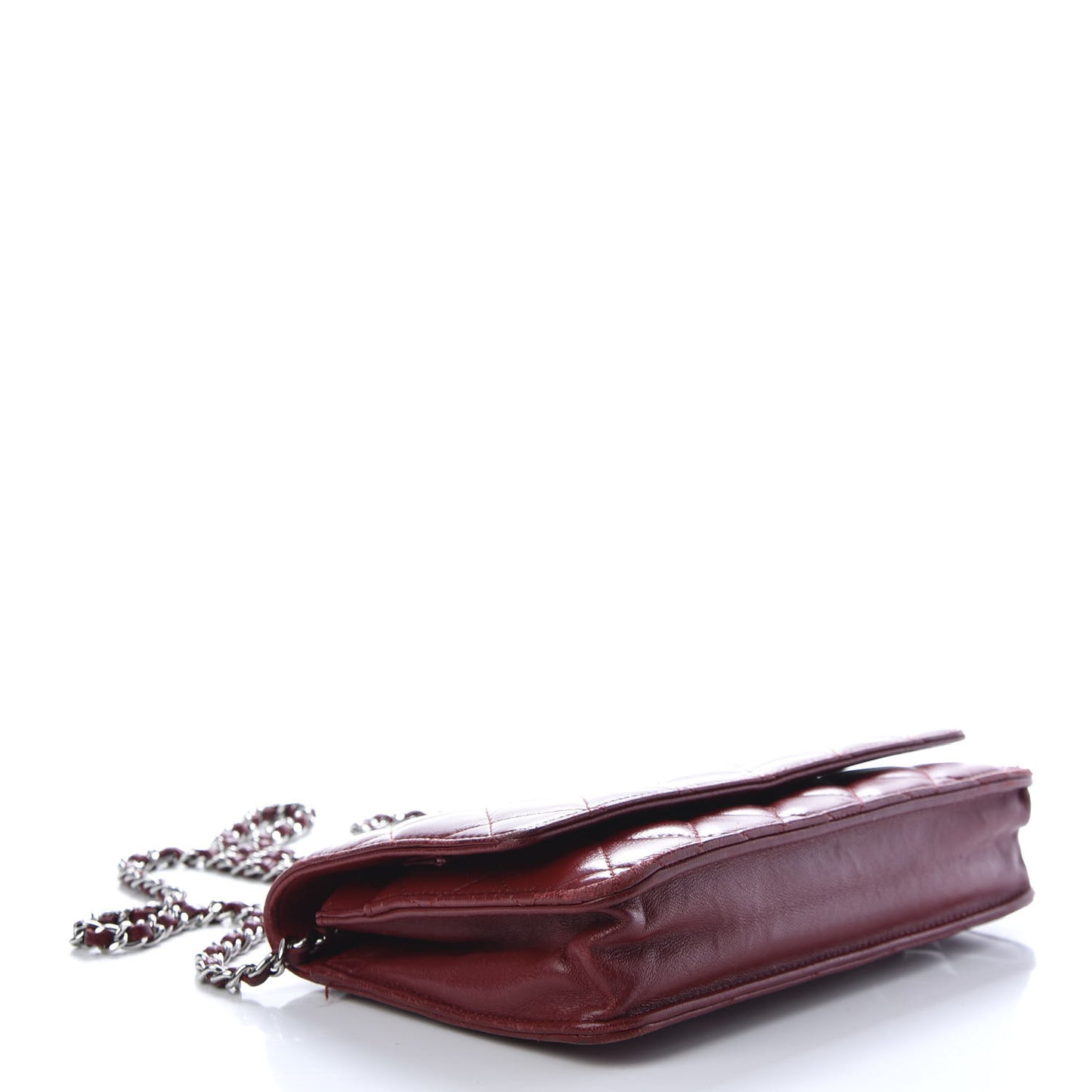 Lambskin Quilted Wallet On Chain WOC Red