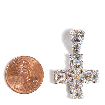 John Hardy Sterling Silver 18K Gold Diamond Cross Pendant 2 of 3