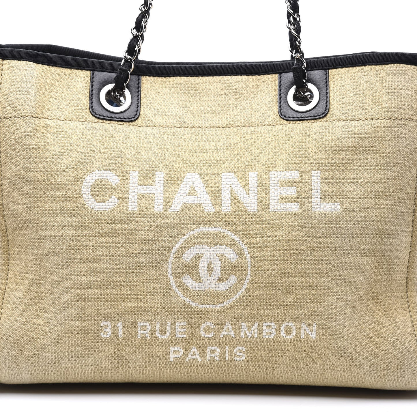 Canvas Small Deauville Tote Beige Black