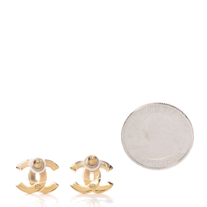 Chanel Metal CC Paris Button Stud Earrings Gold 2 of 5