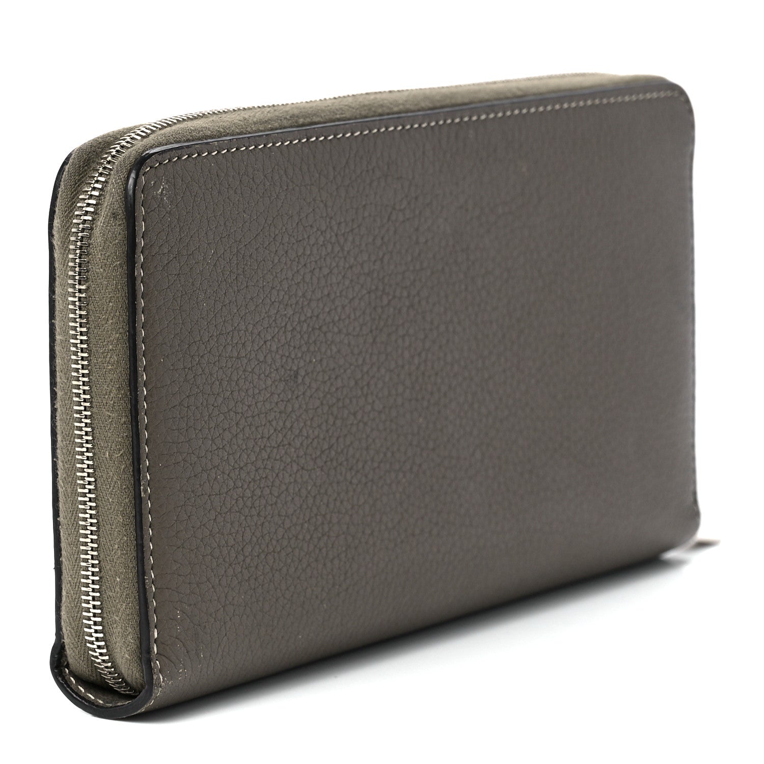 Celine Drummed Calfskin Large Zip Around Multifunction Wallet Souris 3 of 12