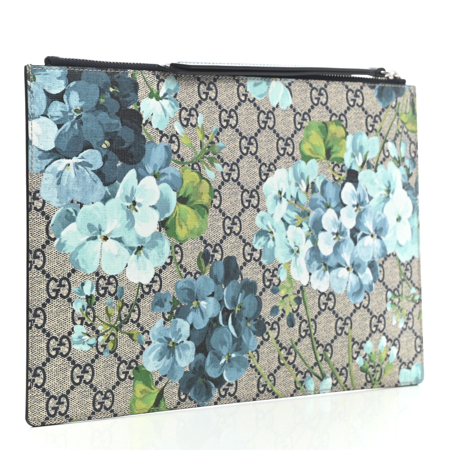 Gucci GG Supreme Monogram Blooms Large Zip Pouch Blue 2 of 6