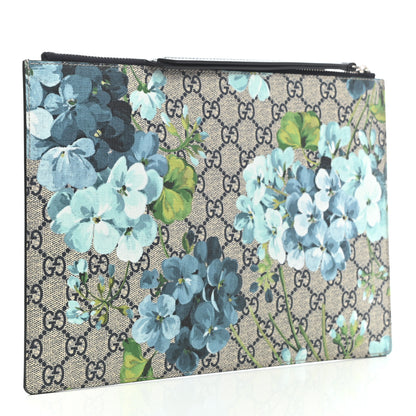 Gucci GG Supreme Monogram Blooms Large Zip Pouch Blue 2 of 6