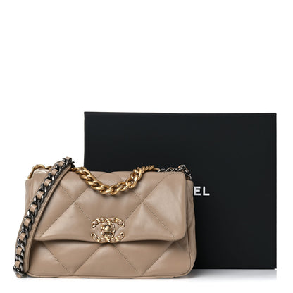 Chanel Lambskin Quilted Medium Chanel 19 Flap Dark Beige 11 of 11