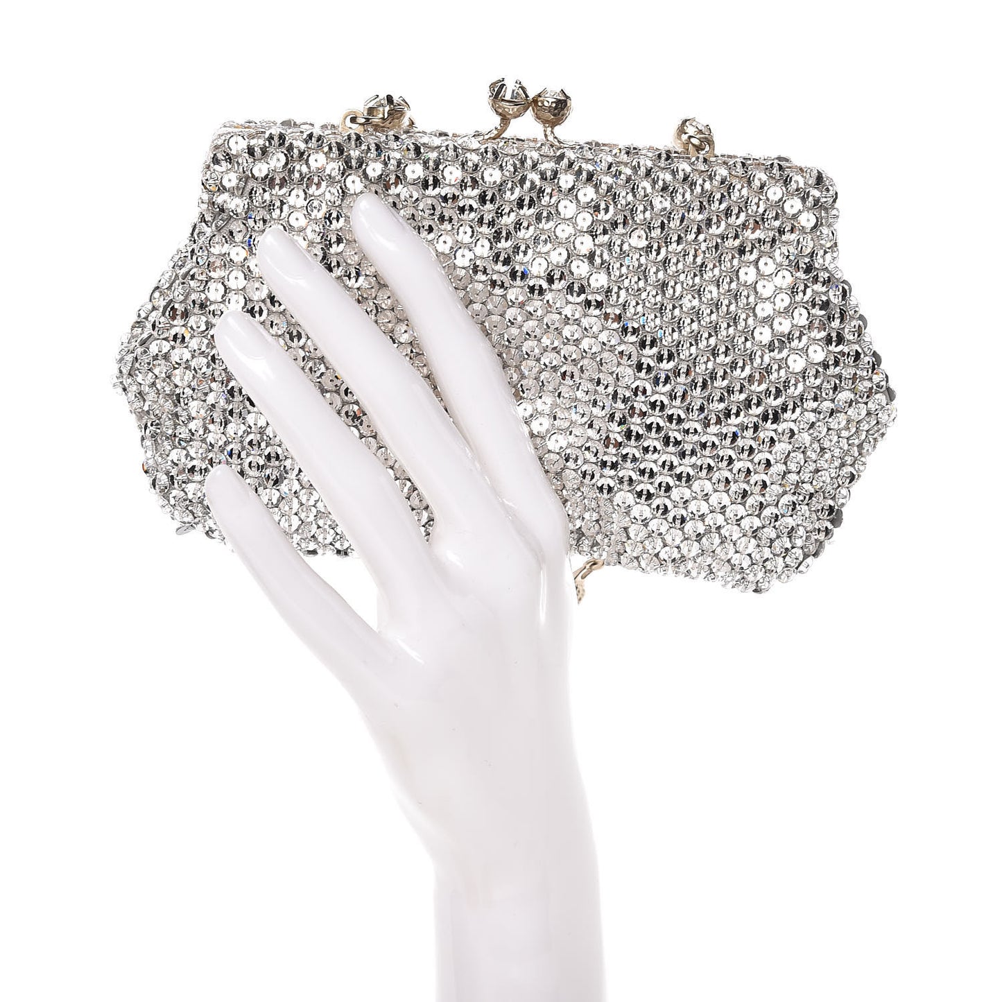 Crystal Embellished Clutch Bag Silver