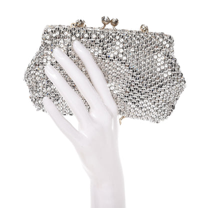 Valentino Garavani Crystal Embellished Clutch Bag Silver 3 of 12