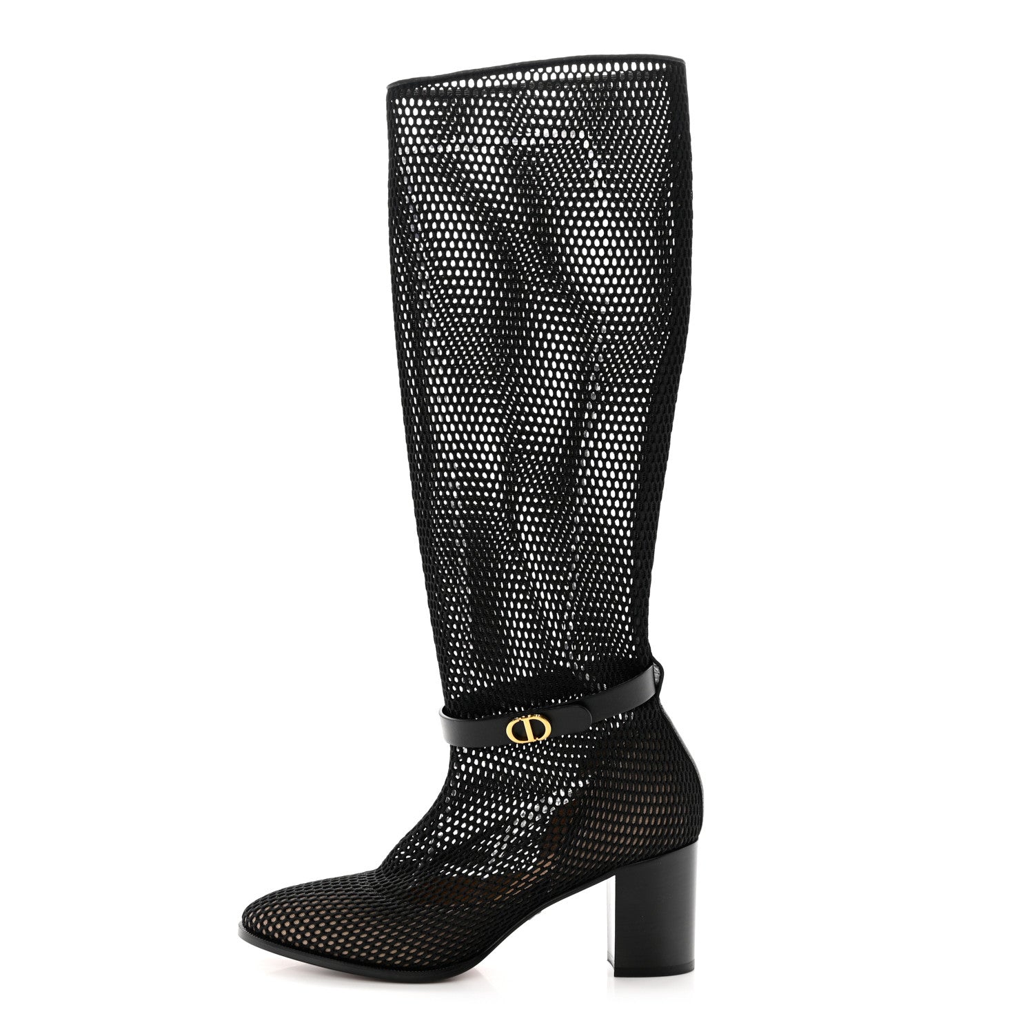 Christian Dior Empriente Mesh Montaigne Knee Boots 39 Black 1 of 8