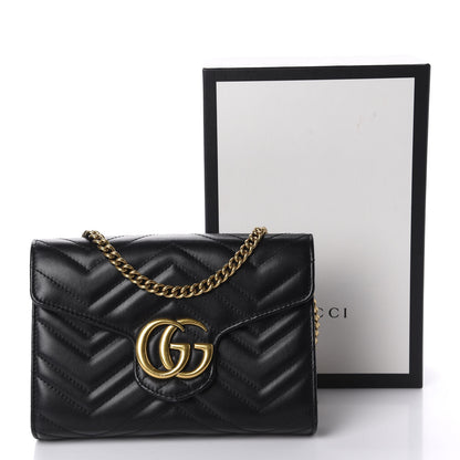 Gucci Calfskin Matelasse GG Marmont Chain Wallet Black 11 of 11