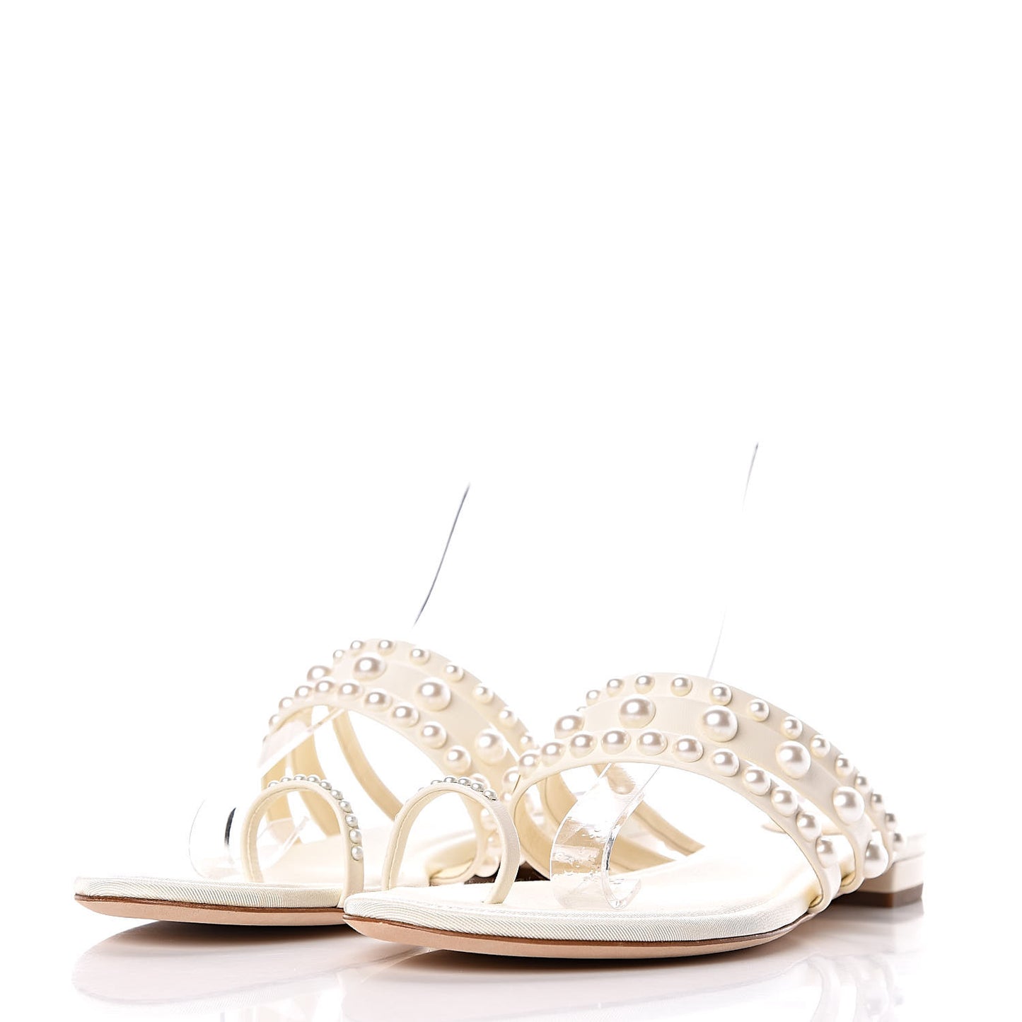 Lambskin Pearl Sandals 38 Beige
