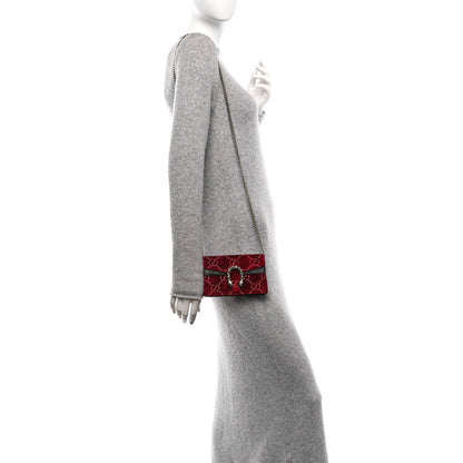 Gucci Velvet GG Monogram Super Mini Dionysus Shoulder Bag Red Cipria Black 2 of 9
