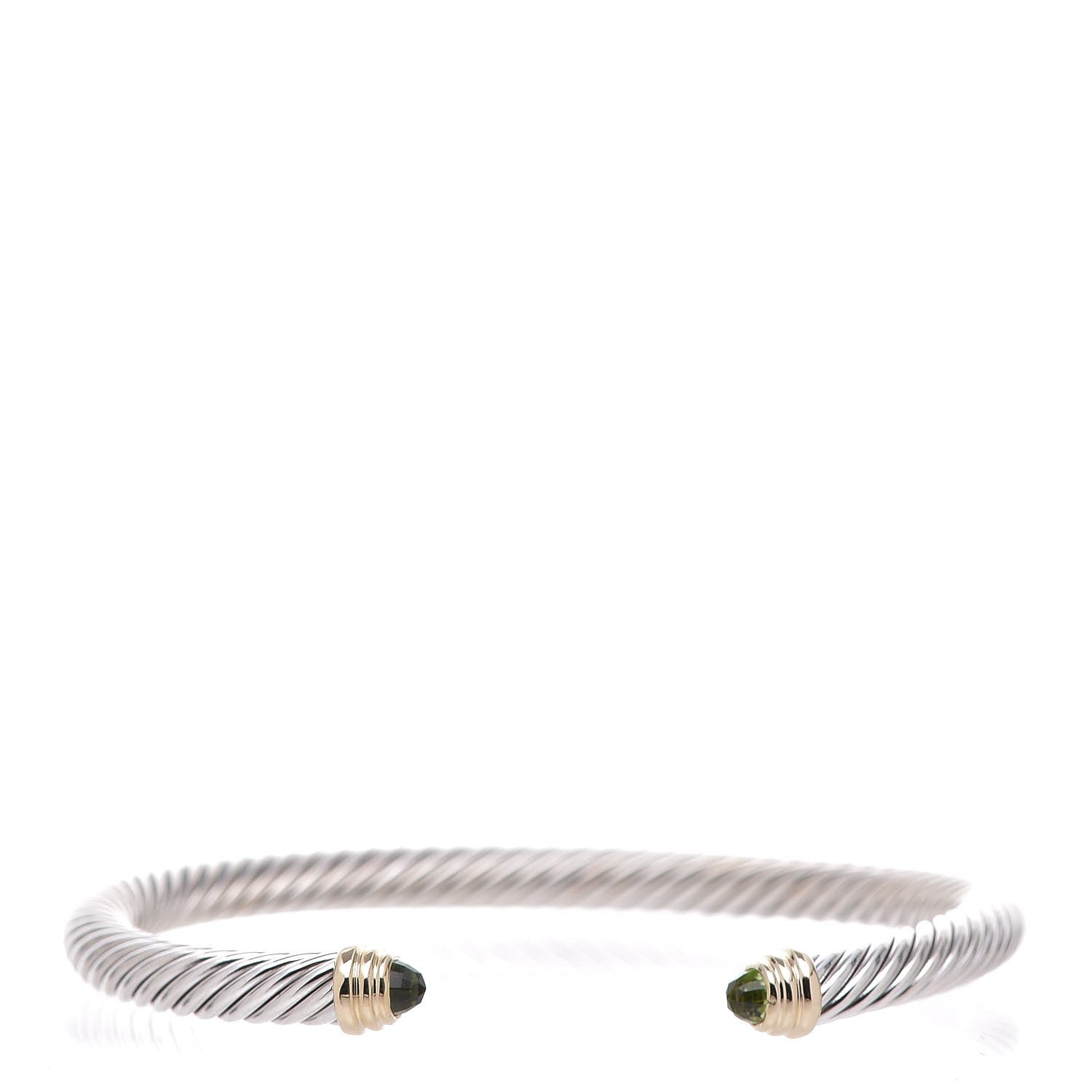 David Yurman Sterling Silver 14K Yellow Gold Peridot 5mm Cable Classics Petite Color Bracelet 1 of 4