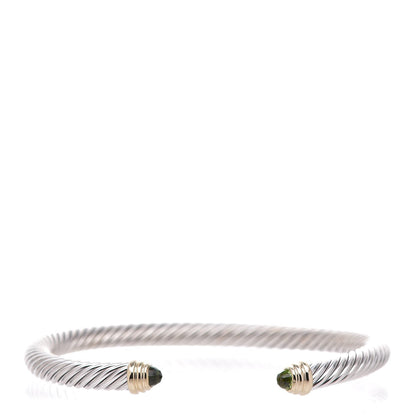 David Yurman Sterling Silver 14K Yellow Gold Peridot 5mm Cable Classics Petite Color Bracelet 1 of 4