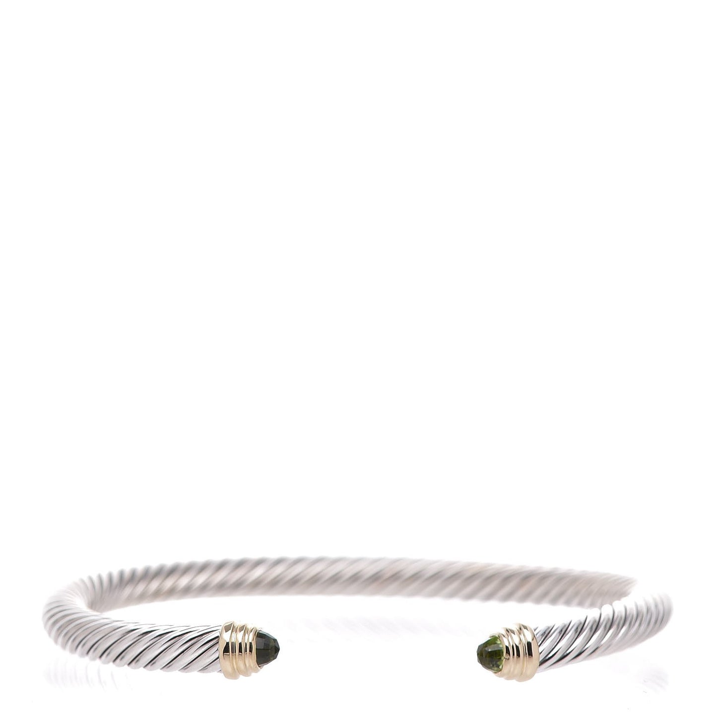 Sterling Silver 14K Yellow Gold Peridot 5mm Cable Classics Petite Color Bracelet