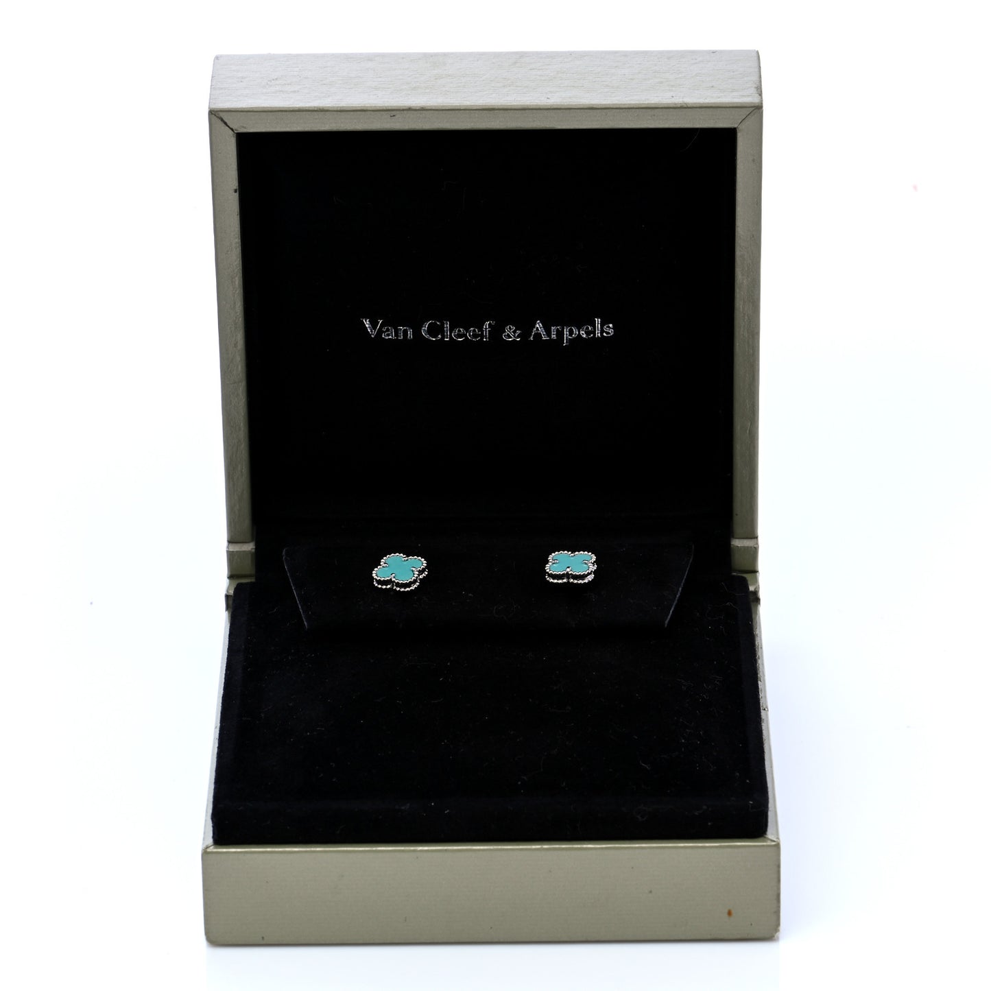 18K White Gold Turquoise Sweet Alhambra Earrings