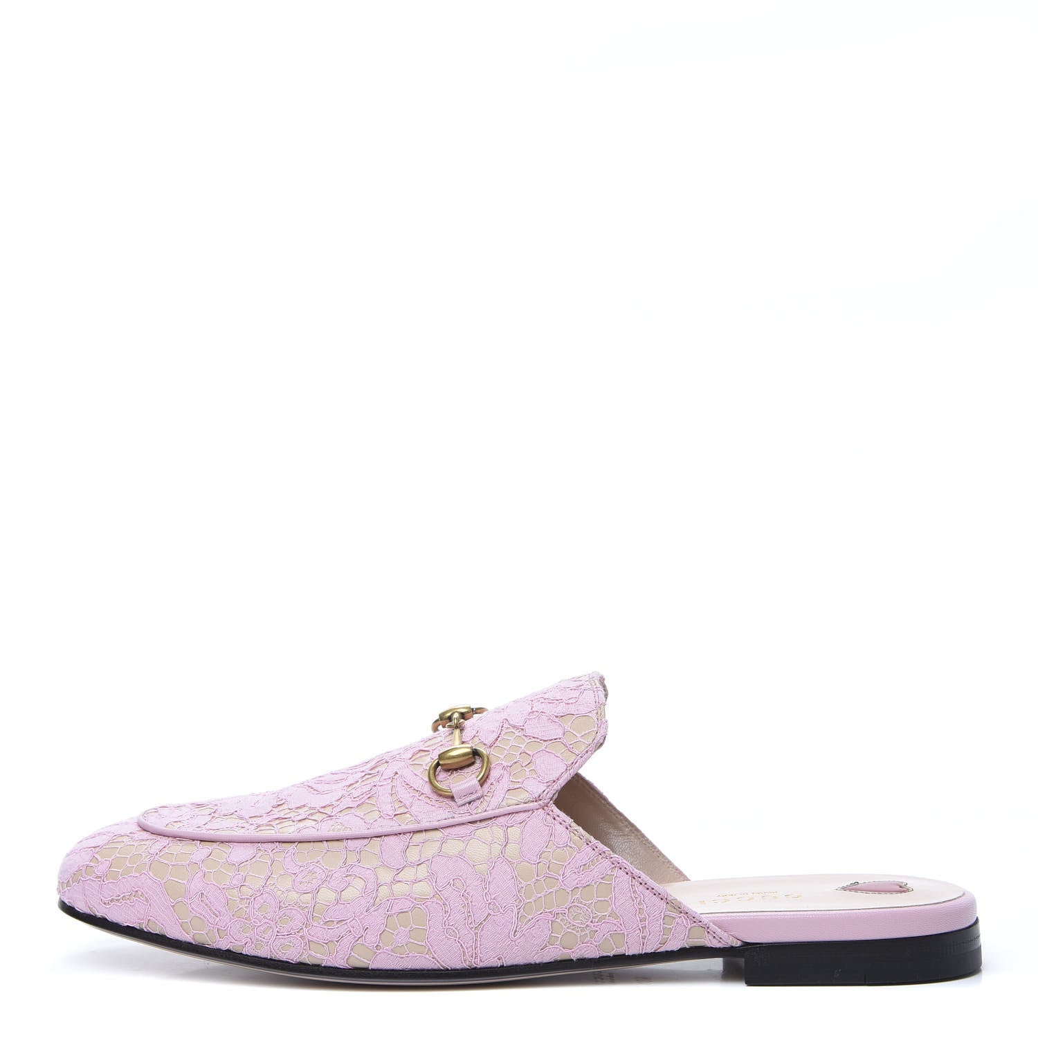 Gucci Lace Malaga Kid Womens Princetown Slippers 40.5 Sugar Pink Skin Rose 1 of 9