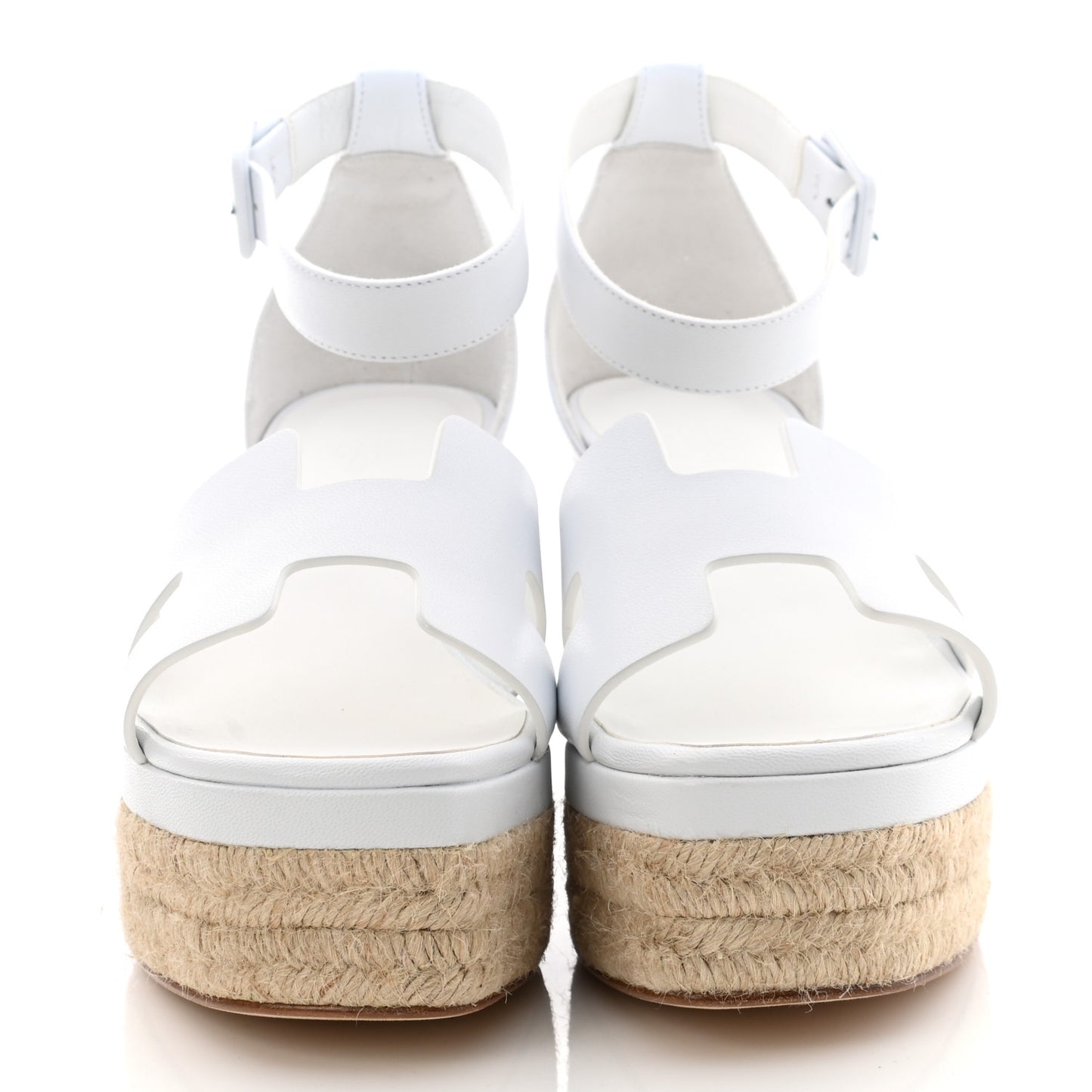 Goatskin Elda Espadrille Wedge Sandals 39 White