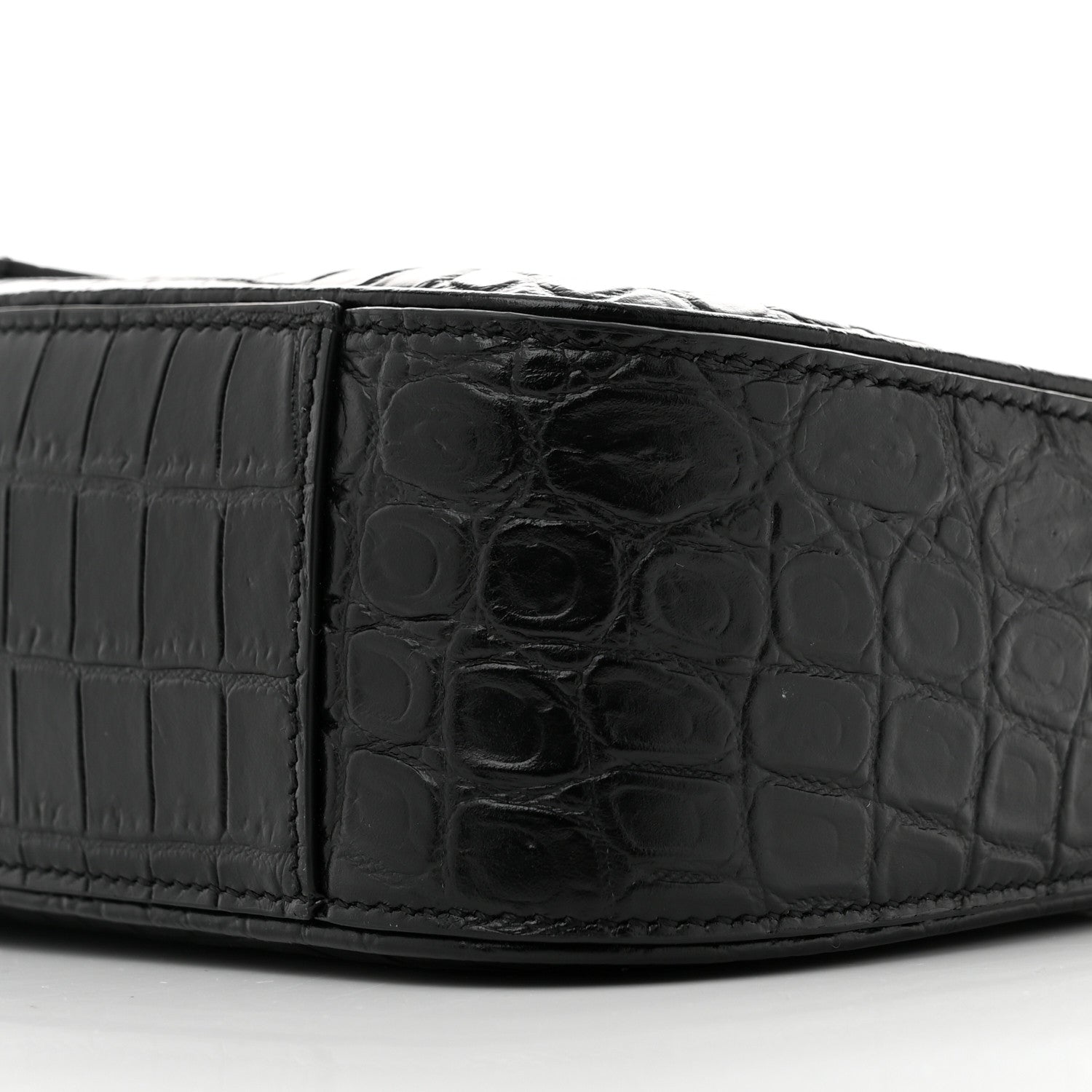 Saint Laurent Calfskin Crocodile Embossed Le 5 A 7 Hobo Black 10 of 12