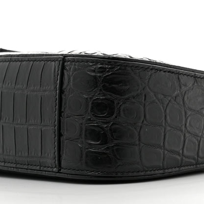 Saint Laurent Calfskin Crocodile Embossed Le 5 A 7 Hobo Black 10 of 12
