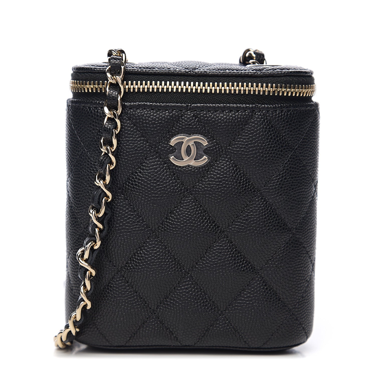 Chanel Caviar Quilted Small Vertical Coco Beauty Vanity Case With Chain Black 1 of 9
