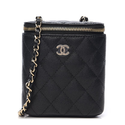 Chanel Caviar Quilted Small Vertical Coco Beauty Vanity Case With Chain Black 1 of 9