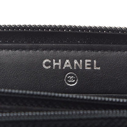 Chanel Calfskin Painted Chevron Embossed Small Boy Zip Wallet Black 6 of 8