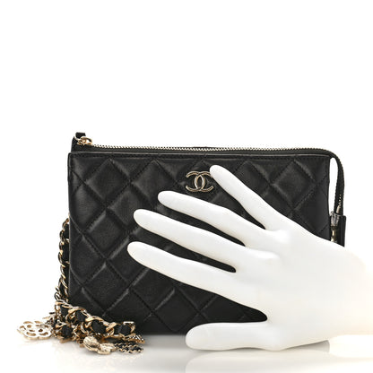 Chanel Lambskin Coco Charms Quilted Pouch Bag Black 2 of 9