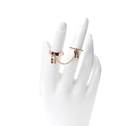 Hermes 18K Rose Gold Kelly Clochette Double Ring 50 5.25 2 of 7