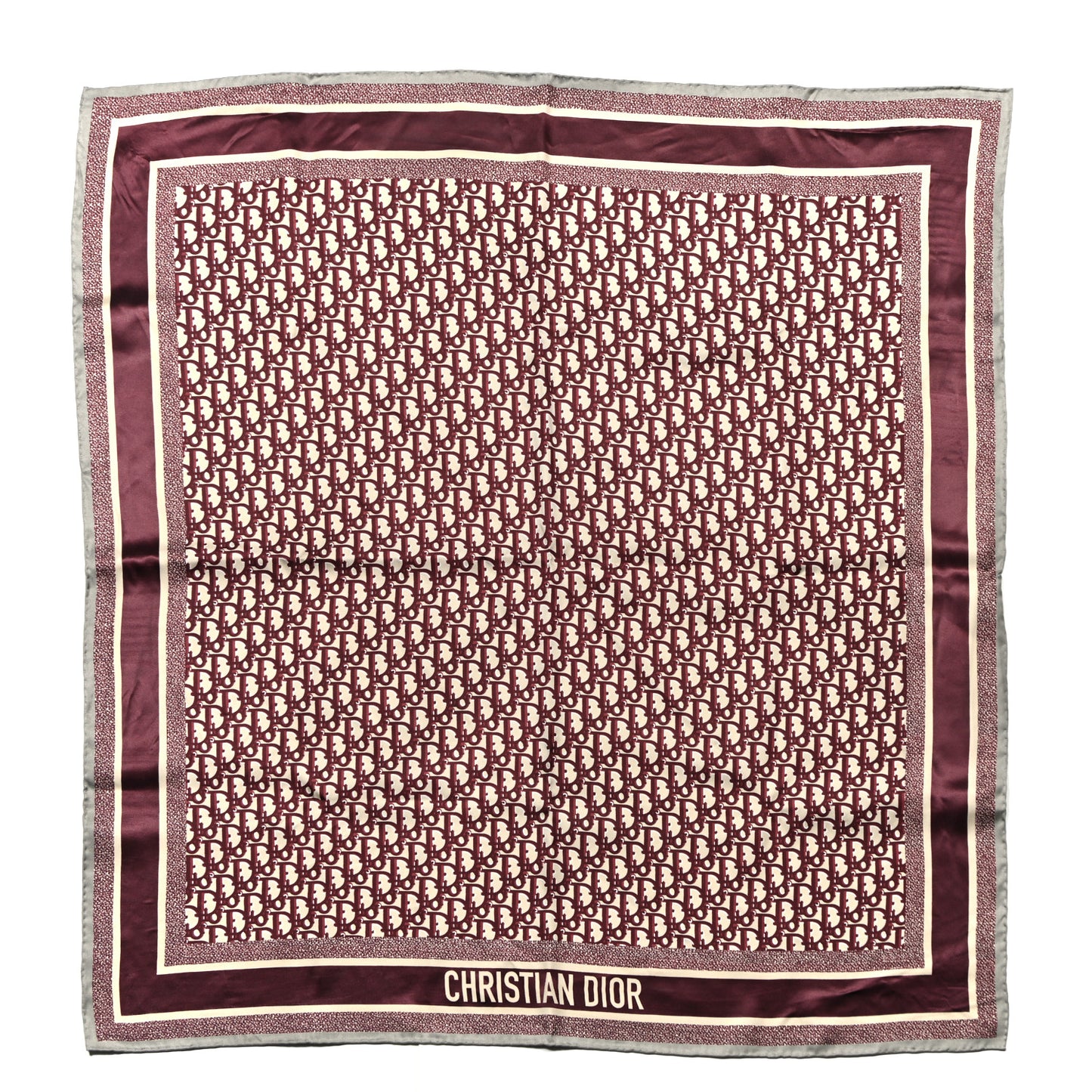 Silk Oblique Diortwin Square Scarf 90 Burgundy Navy Blue