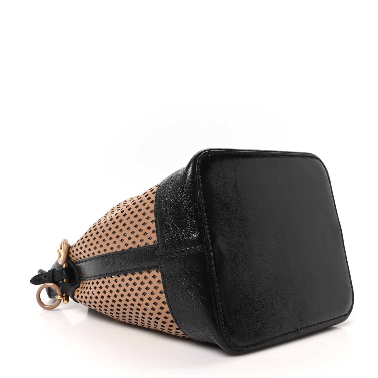 Vitello Liberty Glossy Lambskin F is Fendi Perforated Small Mon Tresor Bucket Bag Sand Mimosa Black