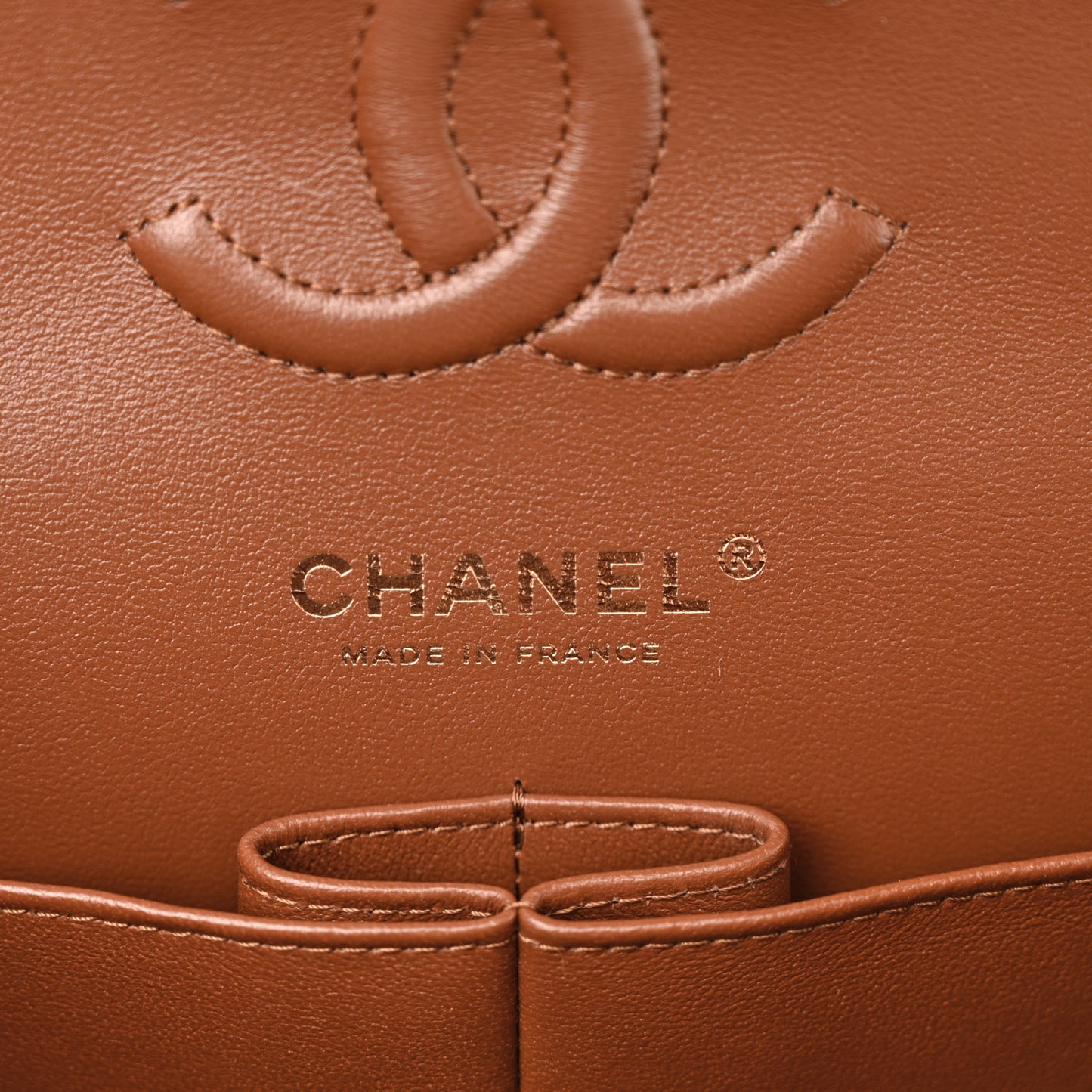 Caviar Quilted Small Double Flap Light Brown