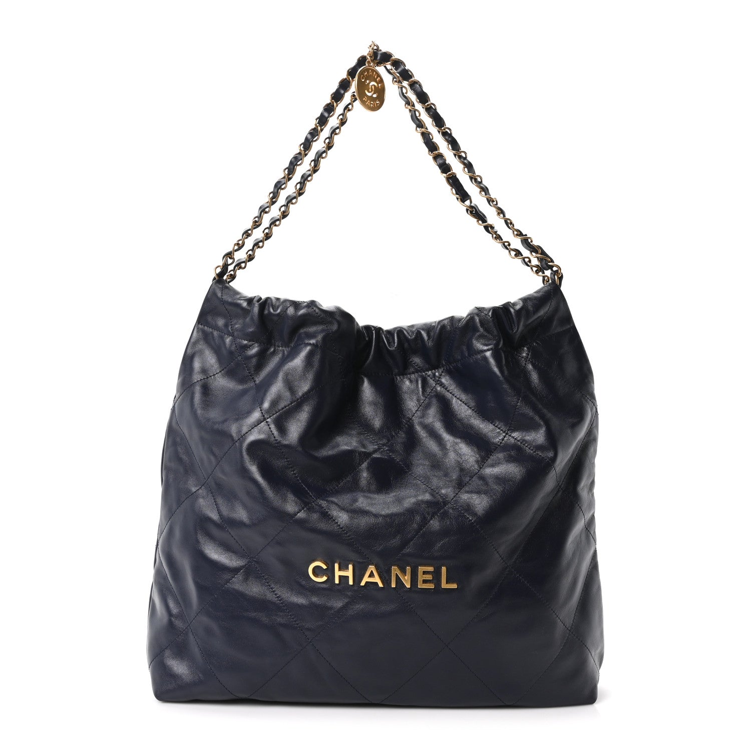 Chanel Shiny Calfskin Quilted Chanel 22 Navy Blue 1 of 11