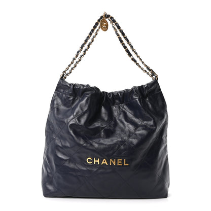 Chanel Shiny Calfskin Quilted Chanel 22 Navy Blue 1 of 11