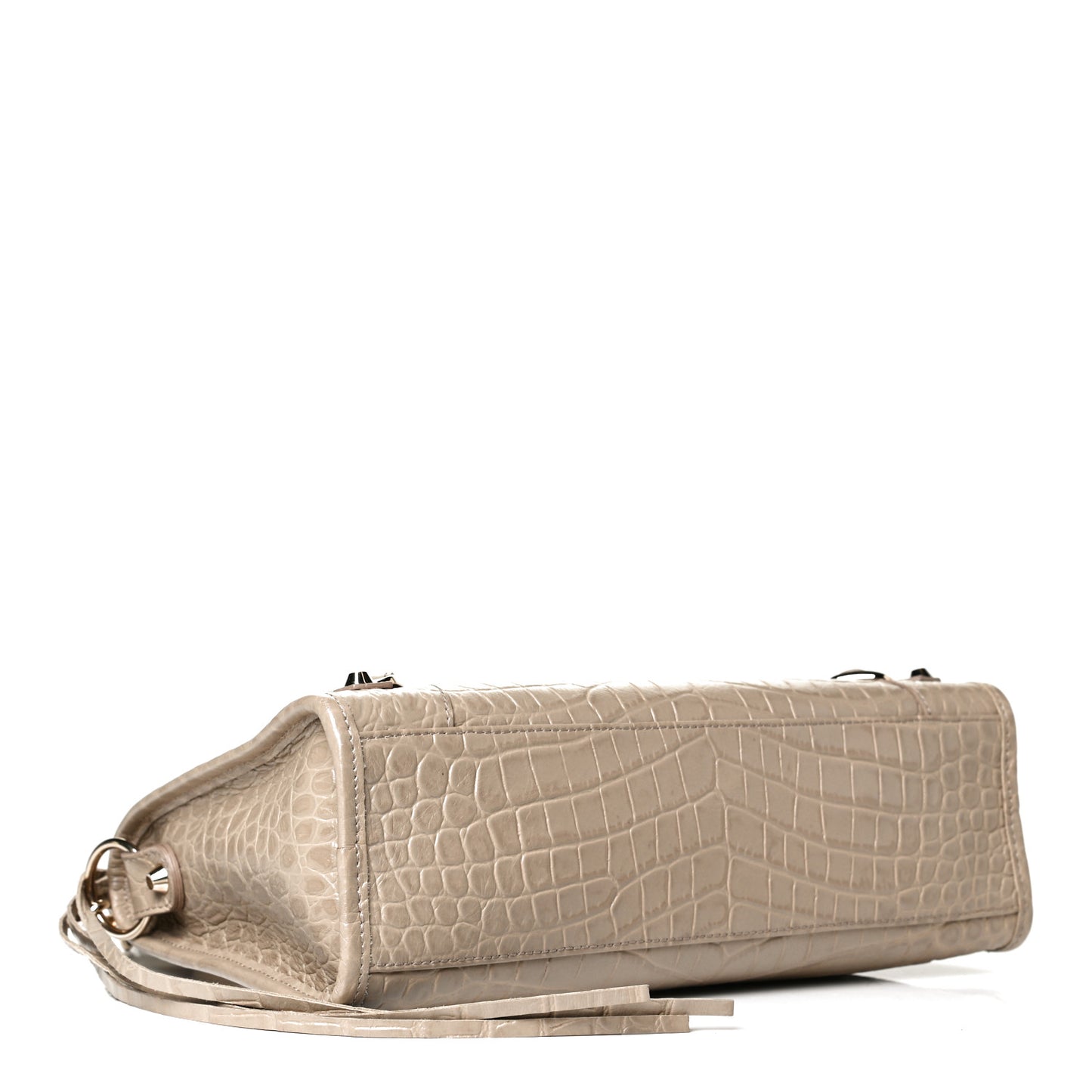 Calfskin Crocodile Embossed Classic Gold Hardware S City Beige Latte