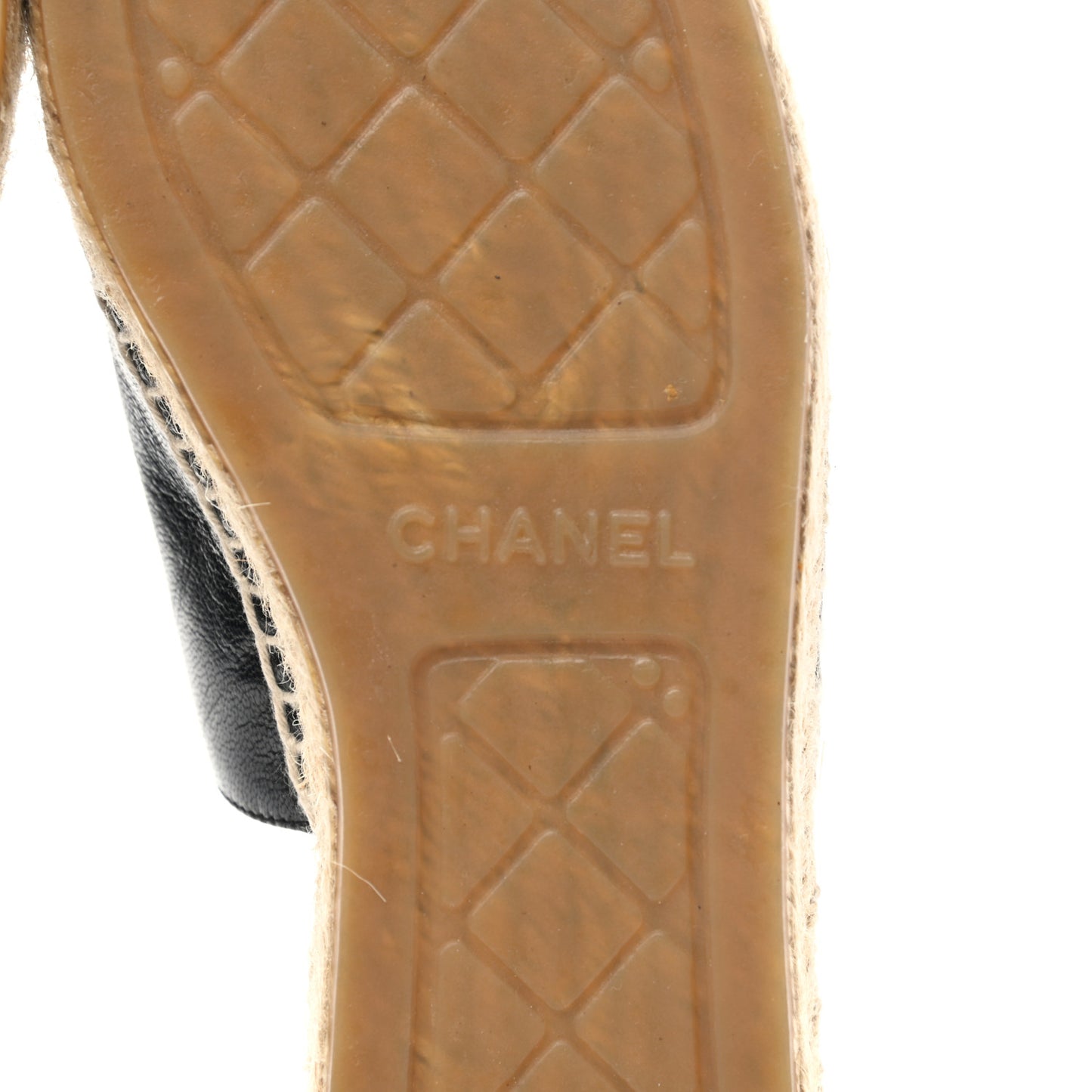Iridescent Goatskin Patent CC Espadrille Mules 39 Black