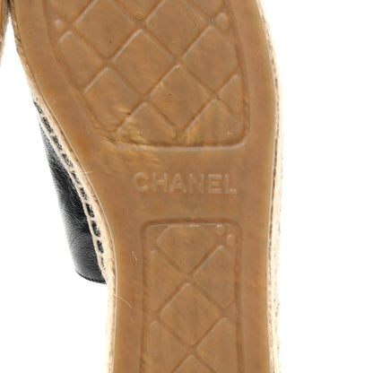 Chanel Iridescent Goatskin Patent CC Espadrille Mules 39 Black 6 of 10