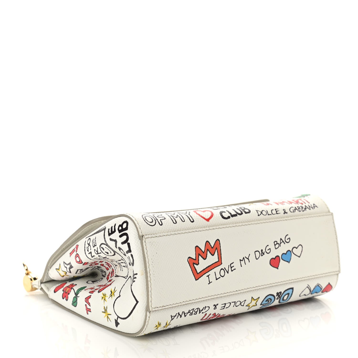 Dolce & Gabbana Dauphine Graffiti Printed Small Miss Sicily Satchel White 4 of 9