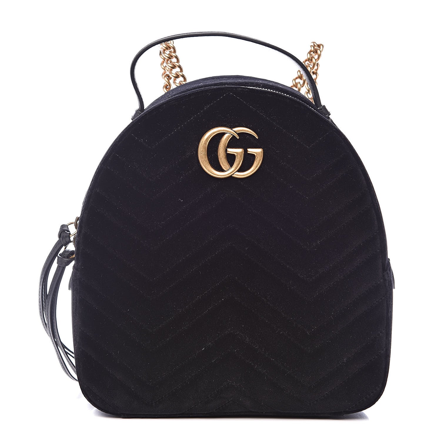 Gucci Velvet Matelasse GG Marmont Dome Backpack Black 1 of 10