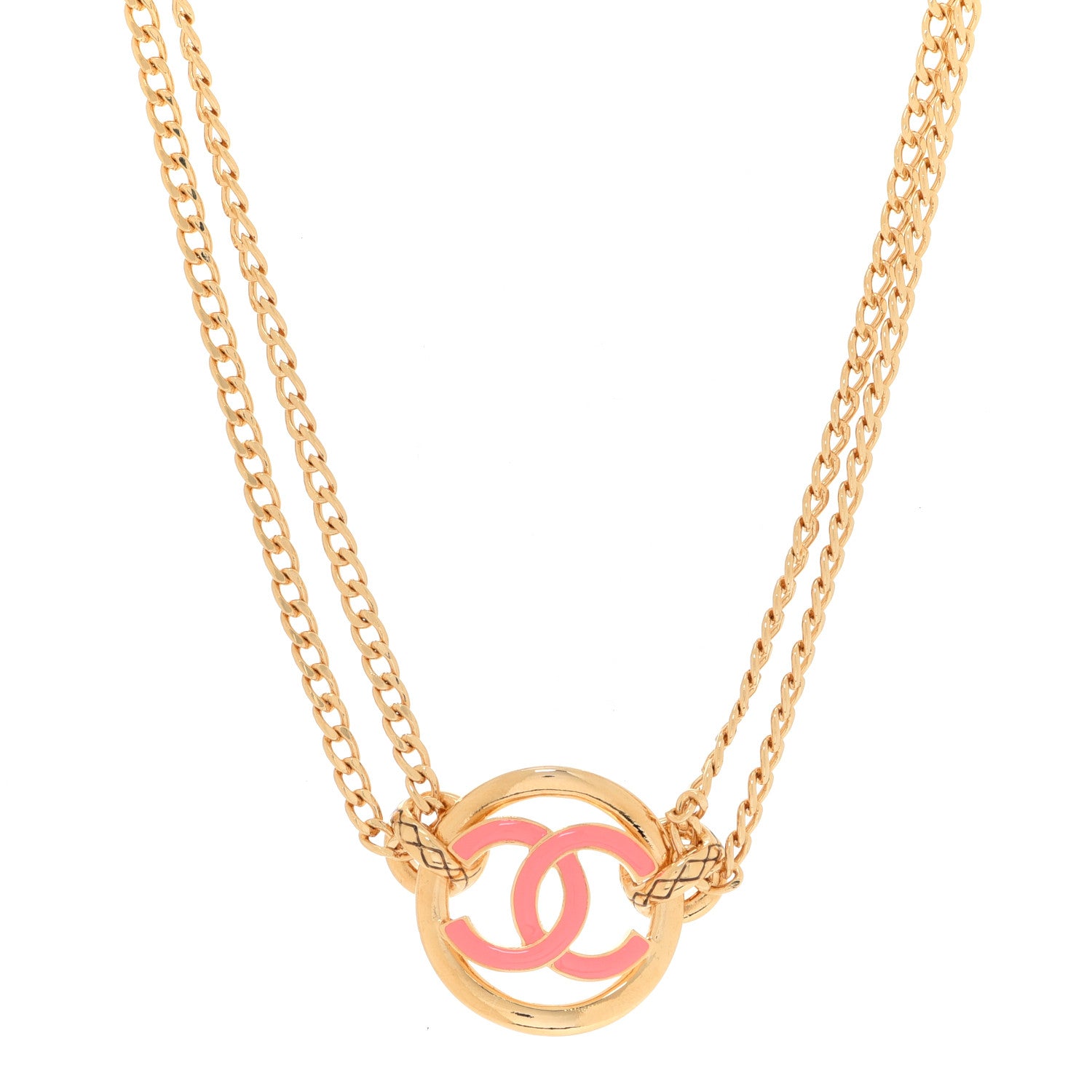 Chanel Metal Resin Chain CC Choker Gold Pink 1 of 6