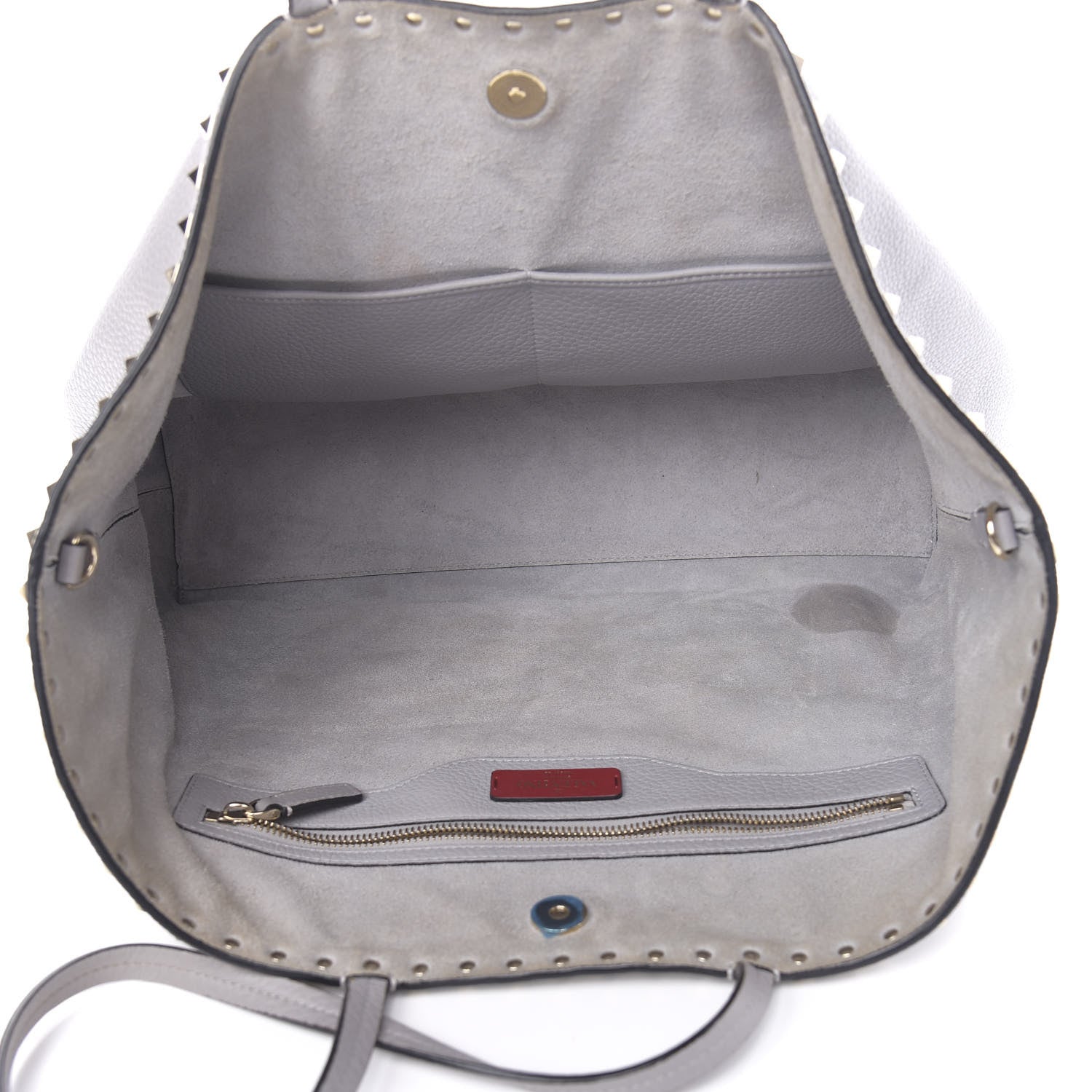 Valentino Garavani Grained Calfskin Rockstud Shoulder Tote Perla 5 of 12
