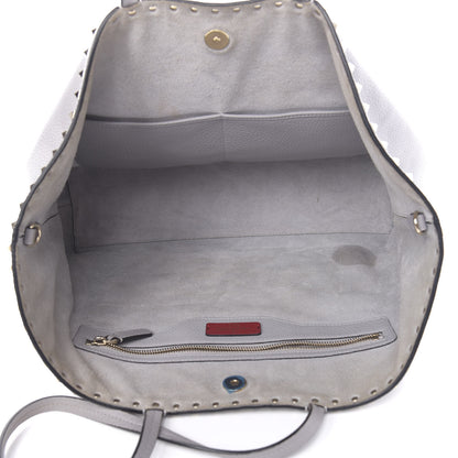 Valentino Garavani Grained Calfskin Rockstud Shoulder Tote Perla 5 of 12