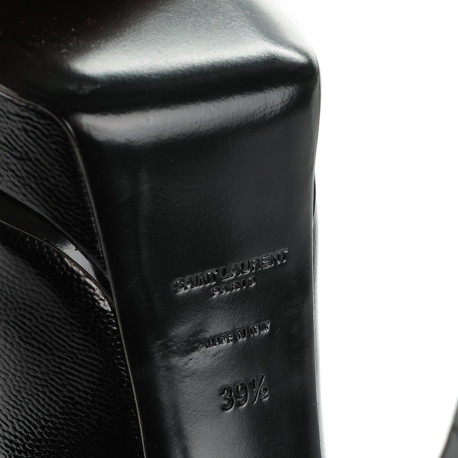 Saint Laurent Pebbled Patent Calfskin Janis 105 Pumps 39.5 Nero Black 6 of 7