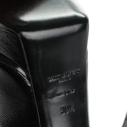 Saint Laurent Pebbled Patent Calfskin Janis 105 Pumps 39.5 Nero Black 6 of 7