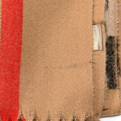 Burberry Cashmere Giant Check Fringe Scarf Archive Beige 4 of 4